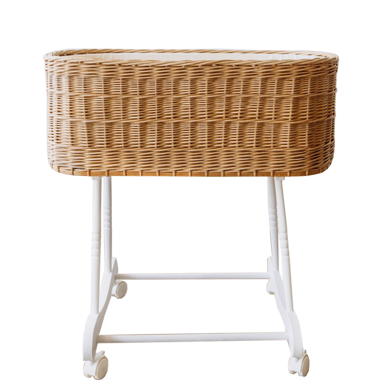 עריסה ניידת לתינוק על גלגלים דגם אלבה בהירה shushu